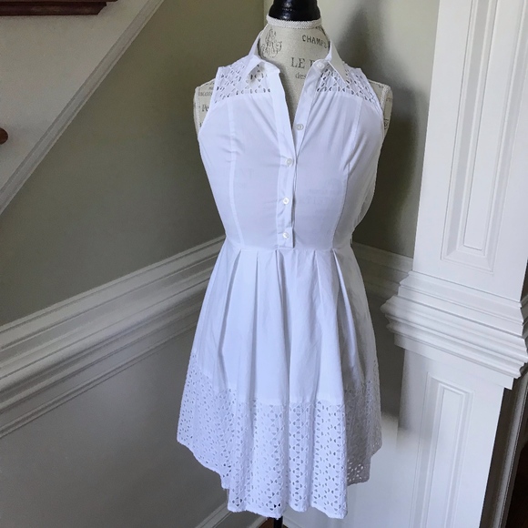 Ann Taylor Shirt Dress Sleeveless White 